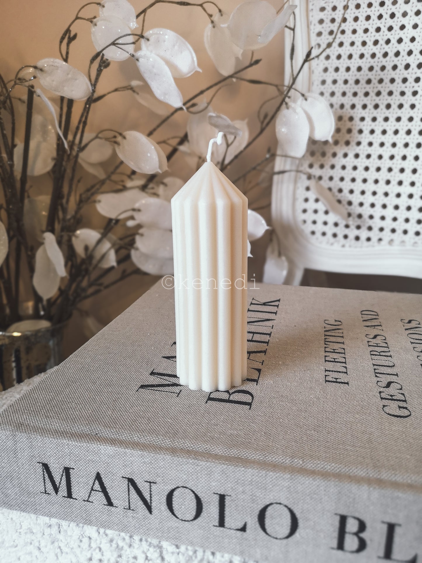 Ribbed Pillar Candle - Medium