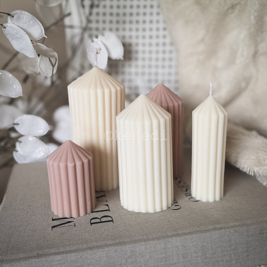 Ribbed Pillar Candle